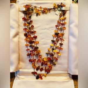 AMBER 20” African Necklace with 4 graduated strands. Amber toggle clasp. Perfect
